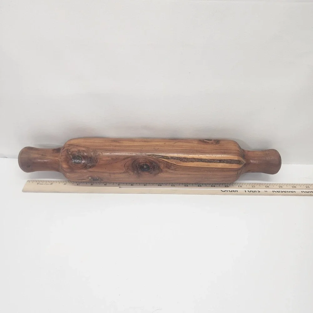 Vintage Handmade Cedar Wood Rolling Pin 21